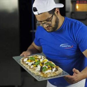 Gi-Metal Asse Forata Rettangolare Per Pizza Al Metro / In Pala Con Maniglia In Alluminio - immagine 2