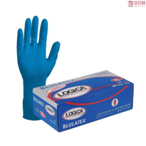 Logica 50 Guanti Monouso 19 gr Uso Alimentare "Blulatex" Tecnopolimero In Lattice Hi-Risks Pesanti Ad Alta Resistenza Senza Polvere