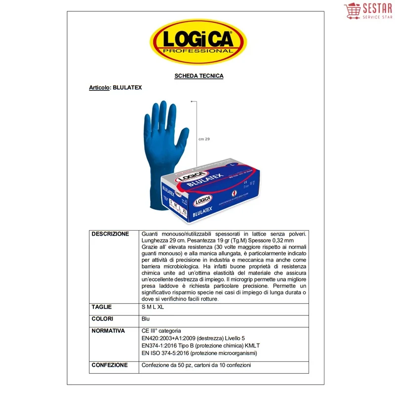 Logica Professional GUANTI LATTICE SPESSORATO BLU TAGLIA M 50 PZ - Art.  BLULATEX-M Umipas