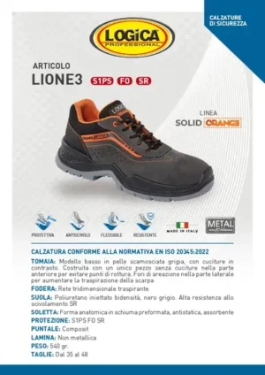 Logica Lione3 S1PS Scarpa Antinfortunistica Bassa Scamosciata Grigia - immagine 2