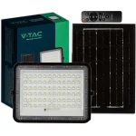 V-TAC Faro Led con Pannello Solare 15W Telecomando e Batteria sostituibile Cavo da 3m Colore Nero VT-120W