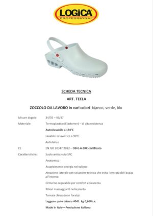 Logica Tecla1 En347 Zoccoli Bianchi In Poliuretano Autoclavabili Antistatici da Lavoro Bianco In Termoplastico - immagine 2