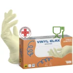Vam 100 Guanti Monouso 5,0 gr "VINYL ELAX" in Vinile Strech Giallo Latex Free MD Dispositivo Medico Idoneo al contatto con gli alimenti AQL < 1,5