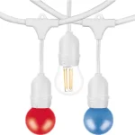 Nova Line KIT Catenaria Luminaria Bianca DK100B 10 m Con 10 Portalampade e 10 Lampadine Incluse  IP65 FUSIBILE 10A Concatenabili