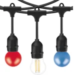 Nova Line KIT Catenaria Luminaria Nera DK100N 10 m Con 10 Portalampade e 10 Lampadine Incluse  IP65 FUSIBILE 10A Concatenabili