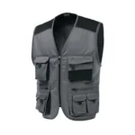 Logica Gilet Multitasche Safari 2 Grigio Portabadge Estraibile 190 gr/mq