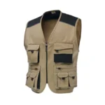 Logica Gilet Multitasche Safari 3 Beige Portabadge Estraibile 190 gr/mq