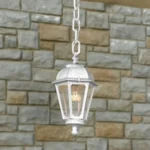 Fumagalli Lanterna Esagonale Bianca Da Soffitto Con Catena Sichem/Saba E27 Omaggio Lampada Led Filamento 6,5 W Stile Classico In Resina Antiurto