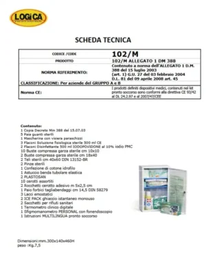 Logica 102/M Armadietto In Metallo Verniciato Kit Pronto Soccorso - immagine 2