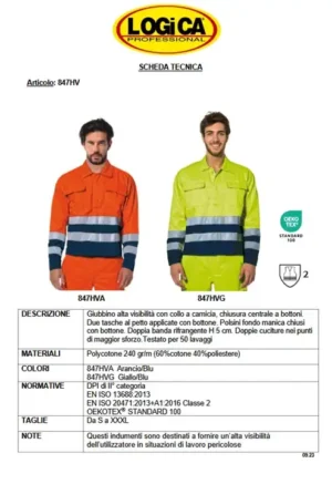 Logica Giubbino 847Hv/G Giallo-Blu Alta Visibilità Con Bande Rifrangenti - immagine 2