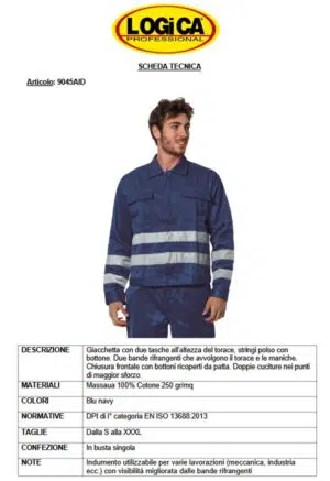 Logica Giubbino 9045Aid Blu Con Bande Alta Visibilità - immagine 2
