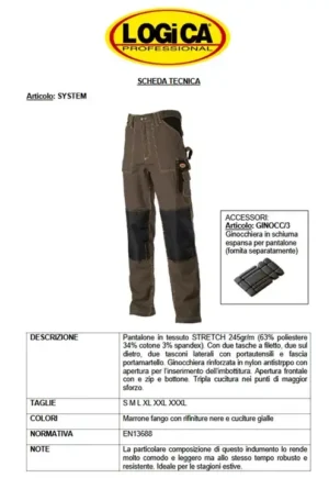 Logica Pantalone System Marrone Tessuto Stretch Multitasche Con Portautensili E Fascia Portamartello - immagine 2