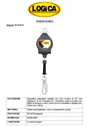 Logica AirPro Dispositivo Anticaduta Retrattile Con Cavo Acciaio - immagine 2