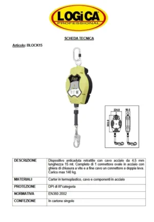 Logica AirPro Dispositivo Anticaduta Retrattile Con Cavo Acciaio - immagine 2