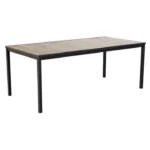 Keter Porto Table 200 Cm Nero Tavolo Da Giardino In Metallo Colore Grafite Con Piano In Resina Effetto Legno