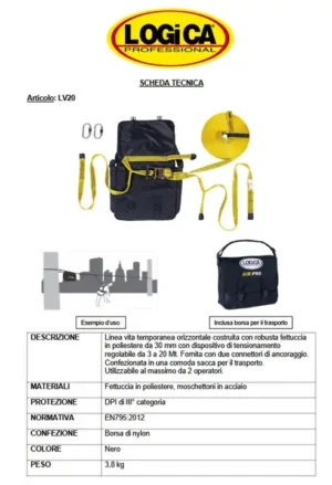 Logica AirPro Lv20 Linea Vita Temporanea Per Ponteggi 20 Mt - immagine 3
