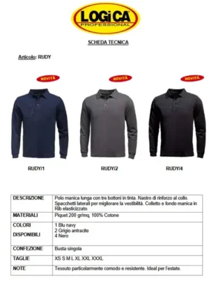 Logica Polo Piquet Rudy Nero 100% Cotone Top - immagine 2