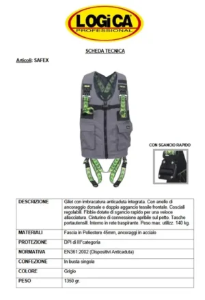Logica Gilet Safex Grigio Con Imbracatura Anticaduta - immagine 2