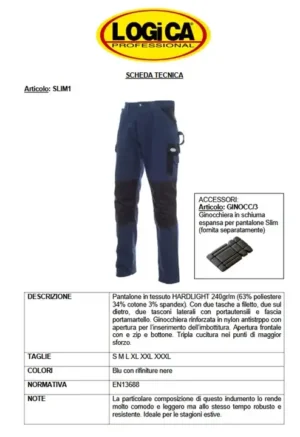 Logica Pantalone Slim1 Blu-Nero Tessuto Hardlight Multitasche Con Portautensili E Fascia Portamartello - immagine 2