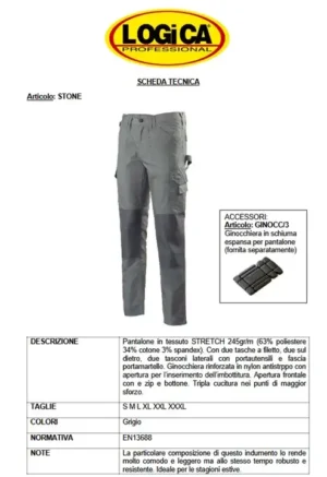 Logica Pantalone Stone Grigio Tessuto Stretch Multitasche Con Portautensili E Fascia Portamartello - immagine 2