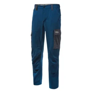 Logica Pantalone Taipei/1 Blu Super Stretch Con Tasconi Laterali, Rinforzi Sulle Ginocchia E Porta Ginocchiera