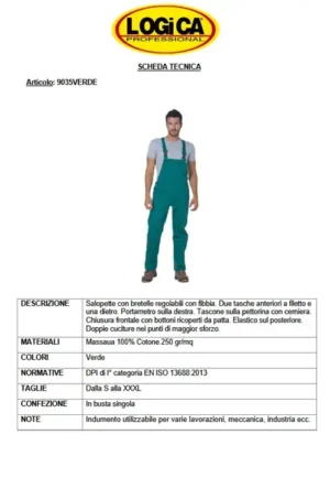 Logica Salopette 9035Verde Quattro Stagioni - immagine 2