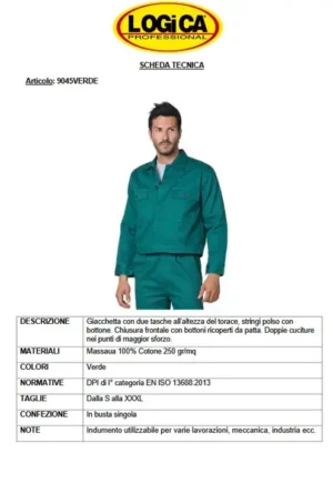 Logica Giubbino 9045Verde 100% Cotone Quattro Stagioni - immagine 2