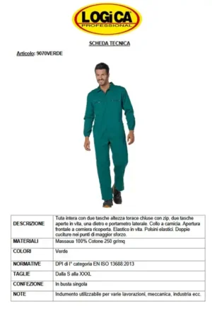 Logica Tuta Intera 9070 Verde Quattro Stagioni - immagine 2