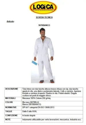 Logica Tuta Intera 9070 Bianca Quattro Stagioni - immagine 2