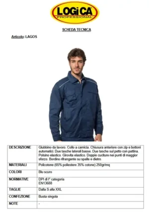 Logica Giubbino Lagos Blu Multitasche Quattro Stagioni - immagine 2