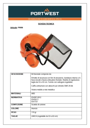 Logica PW98 Kit Elmetto Con Visiera Rialzabile In Rete Trasparente E Cuffie Antirumore - immagine 2