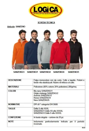 Logica SanZeno/5 Felpa Con Zip Corta Nera Quattro Stagioni - immagine 2