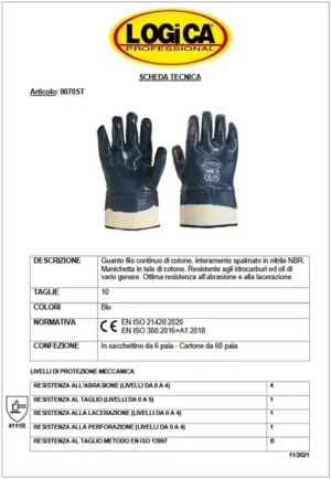 Logica 0070/ST Guanto Filo Continuo Di Cotone Interamente Spalmato In Nitrile NBR - immagine 2