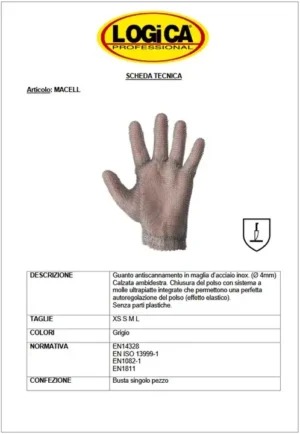 Logica MACELL Guanto Antiscannamento In Maglia D’Acciaio Inox. (Ø 4mm) - immagine 2