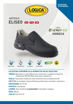 Logica ELISEO Scarpa Da Lavoro Bassa Idrorepellenti Microfibra S2 SR ESD FO - immagine 2
