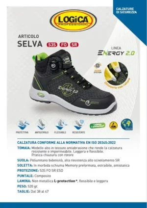 Logica SELVA Scarpa Alta Chiusura Con Rotore Idrorepellenti Tessuto Idrorepellente SR S3S ESD FO - immagine 2