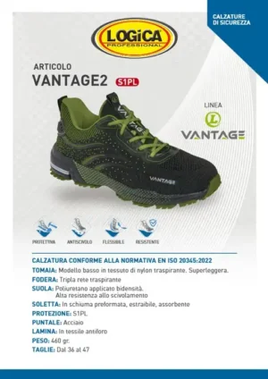 Logica VANTAGE/2 Scarpa Antinfortunistica Bassa Tesuto Rete Traspirante S1PL - immagine 2