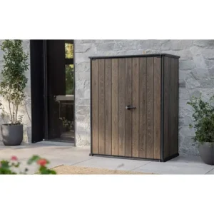 Keter Porta Attrezzi Da Esterno Vertical Shed Walnut Ideale Per Il Giardino Finitura Effetto Legno Noce 1 m² - immagine 3
