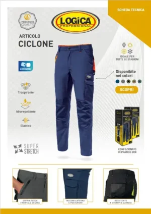 Logica Pantalone CICLONE9 Blu-Arancio 4 Stagioni Traspirabile E Idrorepellente - immagine 2