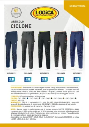 Logica Pantalone CICLONE9 Blu-Arancio 4 Stagioni Traspirabile E Idrorepellente - immagine 3