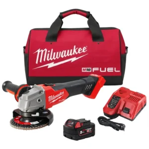 Milwaukee M18 FSAG125X-501BRF Smerigliatrice Angolare 125mm Con Interruttore a Slitta M18 FUEL™ Carica Batterie più 1 Batteria 5 Ah Con Borsa In Cordura