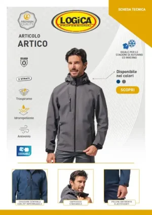 Logica ARTICO1 Giacca Impermeabile Antivento Blu In Soft-Shell Fodera Interna In Morbido Micro-Fleece - immagine 2