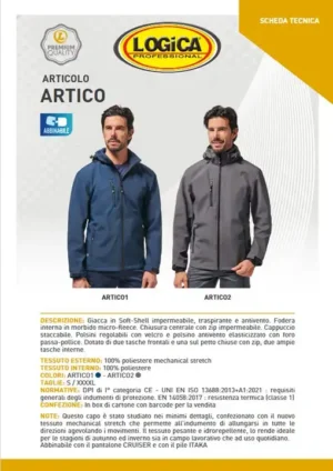 Logica ARTICO1 Giacca Impermeabile Antivento Blu In Soft-Shell Fodera Interna In Morbido Micro-Fleece - immagine 3