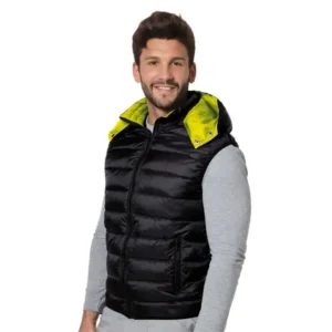 Logica KART/5 Gilet Imbottito Nero-Arancio Con Cappuccio Staccabile