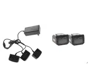 Volpi Kit V2540X3 Carica batteria a 3 vie + 1 batterie da 4 Ah al litio ricaricabile + 1 batteria  2,5Ah - 21,6V al litio ricaricabile
