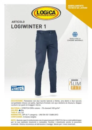 Logica LOGIWINTER1 Pantalone Blu Tessuto Stretch Per Favorire i Movimenti - immagine 2