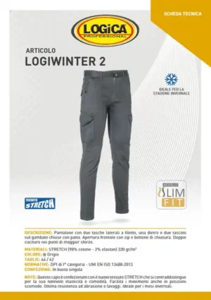 Logica LOGIWINTER2 Pantalone Grigio Tessuto Stretch Per Favorire i Movimenti - immagine 2