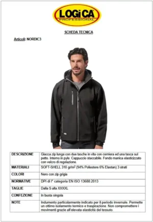 Logica NORDIC3 Giacca Idorepellente Grigio In Soft-Shell Waterproof - immagine 2