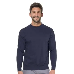 Logica SANTALUCIA/1 Felpa Girocollo Blu Fondo Vita E Polsini In Maglia Elastici