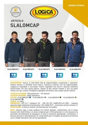 Logica SLALOMCAP9 Giacca Impermeabile Antivento In Soft-Shell Blu/Arancio Fluo Linea Premium - immagine 3